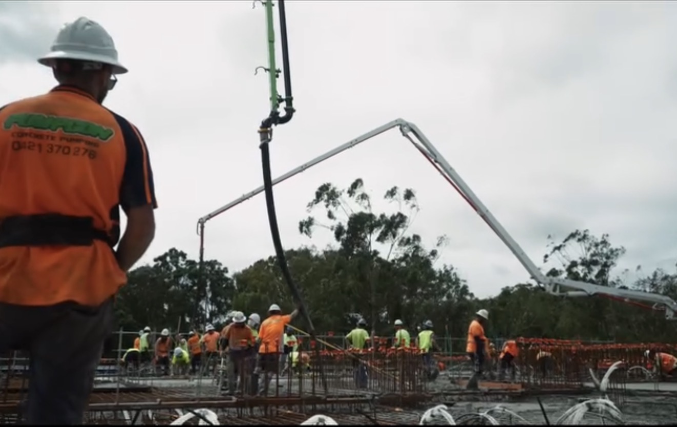 Pumpcon crew on site with boom pumps operating