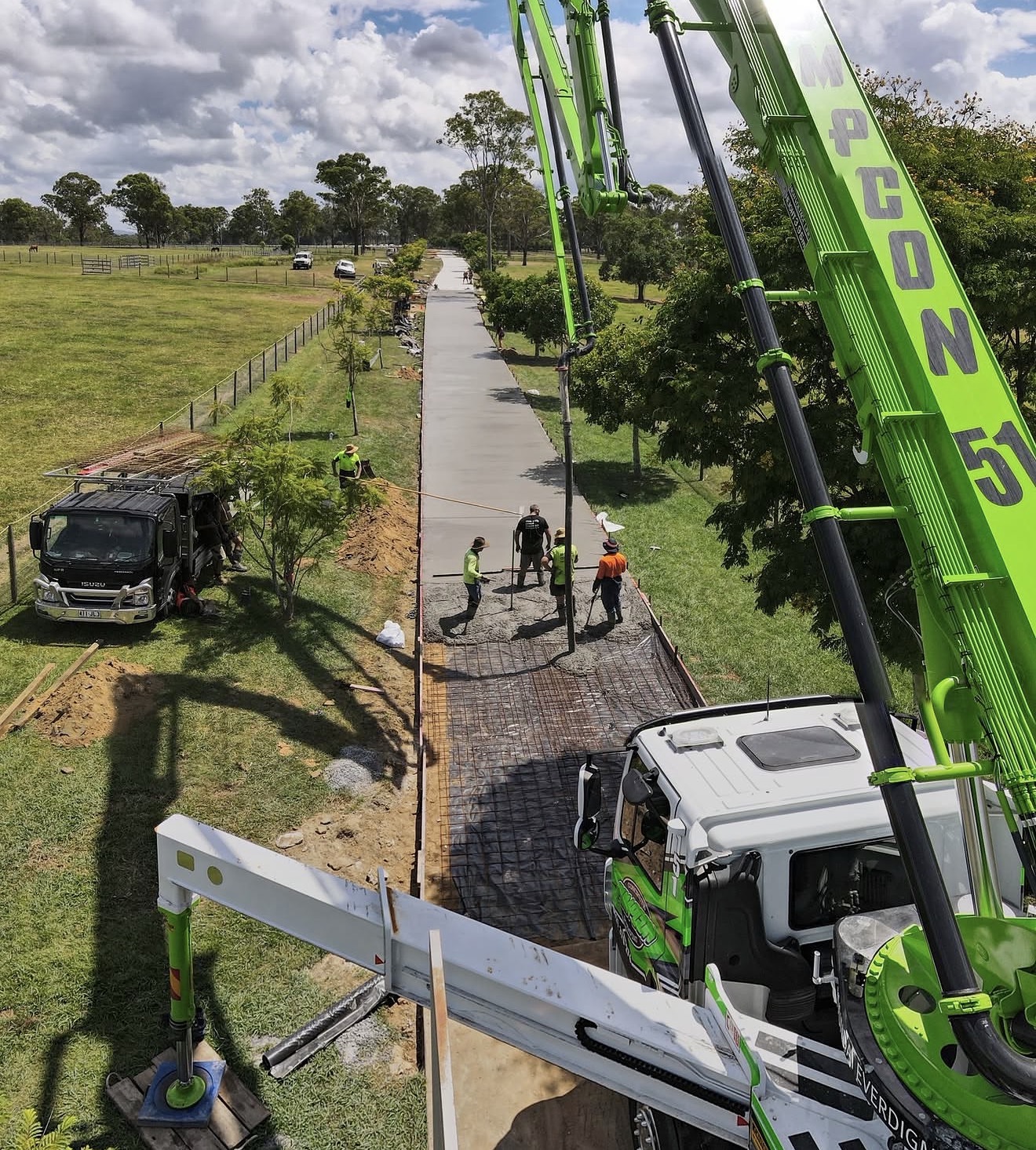 Pumpcon boom truck on civil infrastructure pour